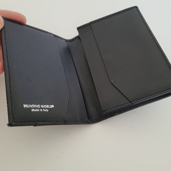 Hunting World Mini Designer Black Wallet Credit Card Holder Small Compact - Picture 3 of 10